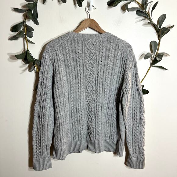 Gray Cable Knit Crew Neck Sweater - Picture 5 of 5